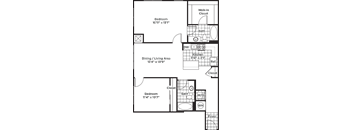 a floor plan of a house with a bedroom and a living room