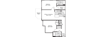 a floor plan of a house with a bedroom and a living room