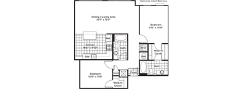 a floor plan of a house with a bedroom and a living room