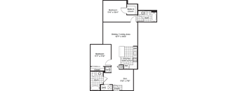 a floor plan of a house with a bedroom and a living room