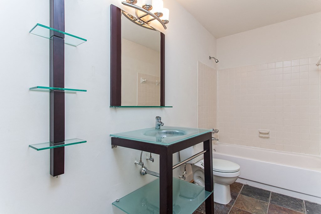 a bathroom with a sink and a toilet and a mirror