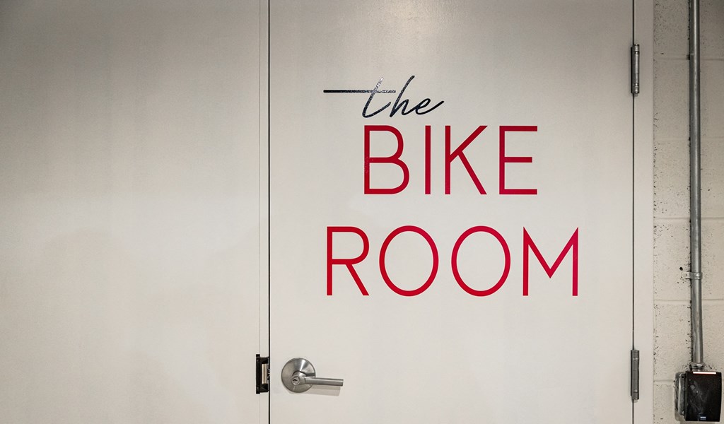 a door with the bike room on it