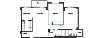 a floor plan of a bedroom house with a living room and a dining room