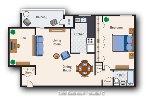 1 Bedroom 1 Bath Type C