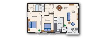 2 Bedroom 1 Bath Type A