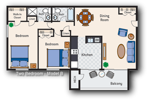 2 Bedroom 2 Bath Type B