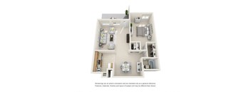 a house is shown with a kitchen and living room