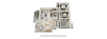 a house is shown with a kitchen and living room