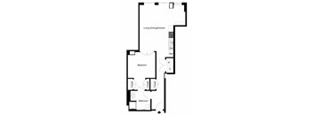 the diagram of the floor plan of a studio apartment