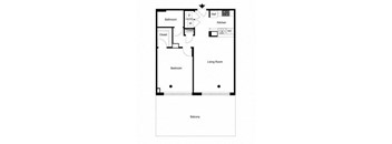 a floor plan of a house with a bedroom and a living room