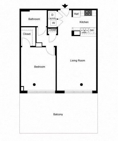 a floor plan of a house with a bedroom and a living room