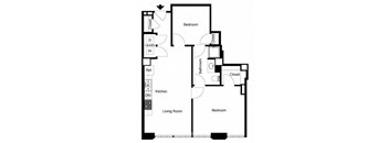 a floor plan of a house with a bedroom and a living room