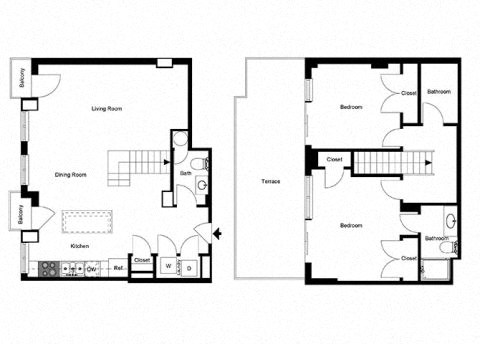 the floor plan of the ground floor of a house