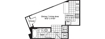 a floor plan of a bedroom apartment with a bathroom and a living room