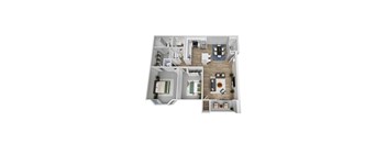 a 3d floor plan of a home with a bedroom and living room