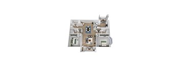 a 3d floor plan of a bedroom apartment