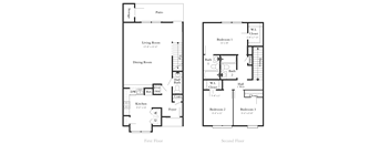 a floor plan of two different floors of a house