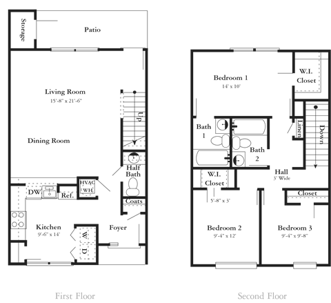 a floor plan of a house with two different floors
