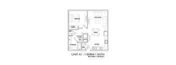 1 bedroom 2D Floorplan-Oleanders at Broadway