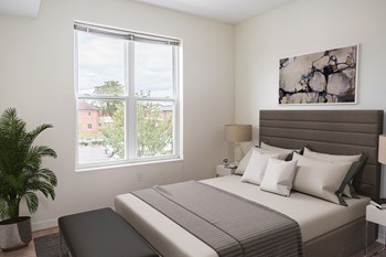 Staged apartmentbedroom-Legacy Pointe at Poindexter, Columbus, OH - Photo Gallery 4