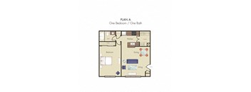 a floor plan of a one bedroom apartment