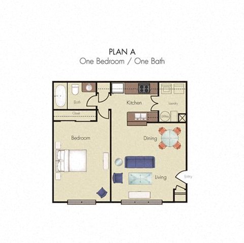 a floor plan of a one bedroom apartment