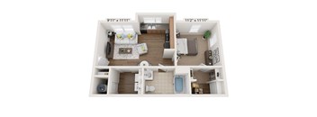 1Bedroom 1Bath Garden 1A 3D Floorplan-Beecher Terrace, Louisville, KY