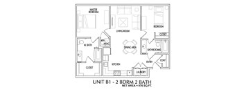 2 bedroom 2D Floorplan-Oleanders at Broadway
