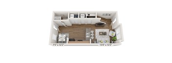 2Bedroom 1-5Bath TH 1st Floor - 3D Floorplan-Beecher Terrace, Louisville, KY