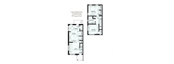 2 Bedroom 1.5 Bath Townhouse 2D Floorplan, West Park Apartments, Tulsa, OK