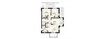 2 bedroom 1 bath 2D floorplan, West Park Apartments, Tulsa, OK