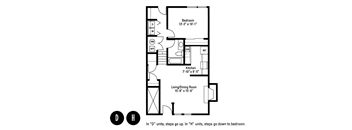 Townhome 1 Bedroom 1 Bath 2D Floorplan, Crawford Square Apartments, Pittsburgh, PA