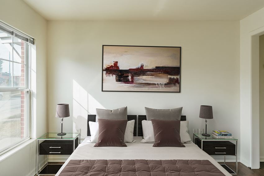 Apartment Bedroom Staged apartment bedroom-Horace Mann Apartments - Photo Gallery