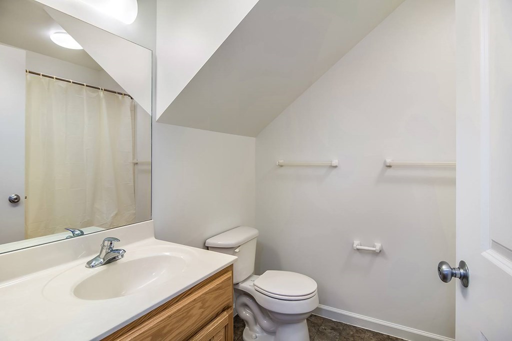 A white toilet sits next to a sink in a small bathroom.