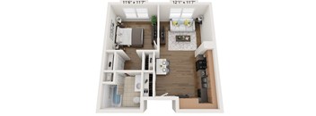 1 Bedroom 1 Bath 3D Floorplan Phase 1, Beecher Terrace I Senior,  Louisville, KY