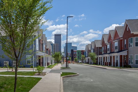 Street view of apartment buildings-Beecher Terrace, Louisville, KY