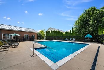 our resort style swimming pool is conveniently next to our leasing office at Duneland Village Apartments and townhomes