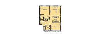 2D Floorplan of 2 Bedroom 2 Bath-corner