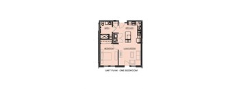 2D Floorplan of 1 Bedroom 1 Bath