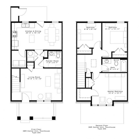 two floor plan of a house with two different floors