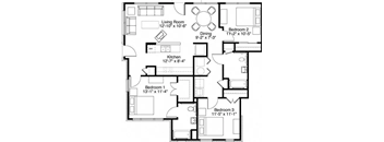 Horace Mann apartments Floorplan: 3 bedroom 2 bath townhome