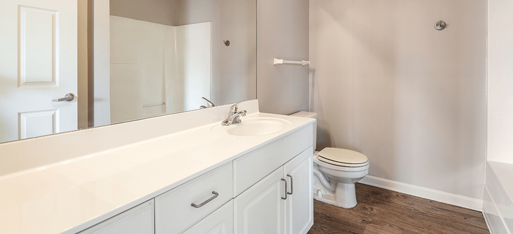 an empty bathroom with a sink and a toilet