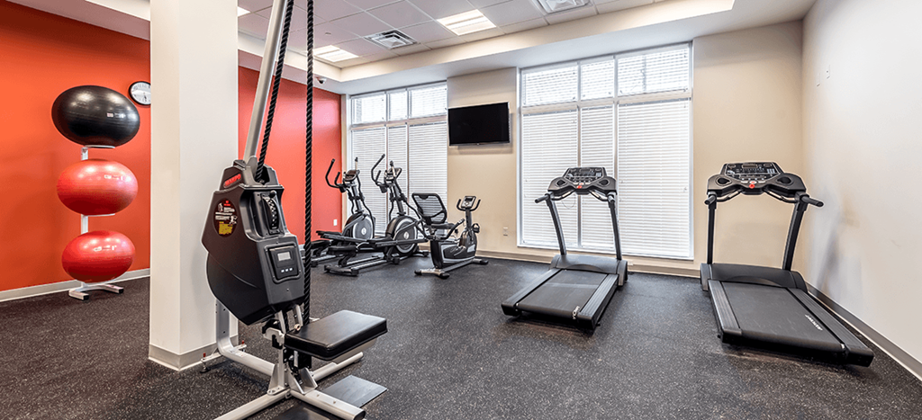 Legacy Pointe at Poindexter gym is equipped with cardio equipment and weights