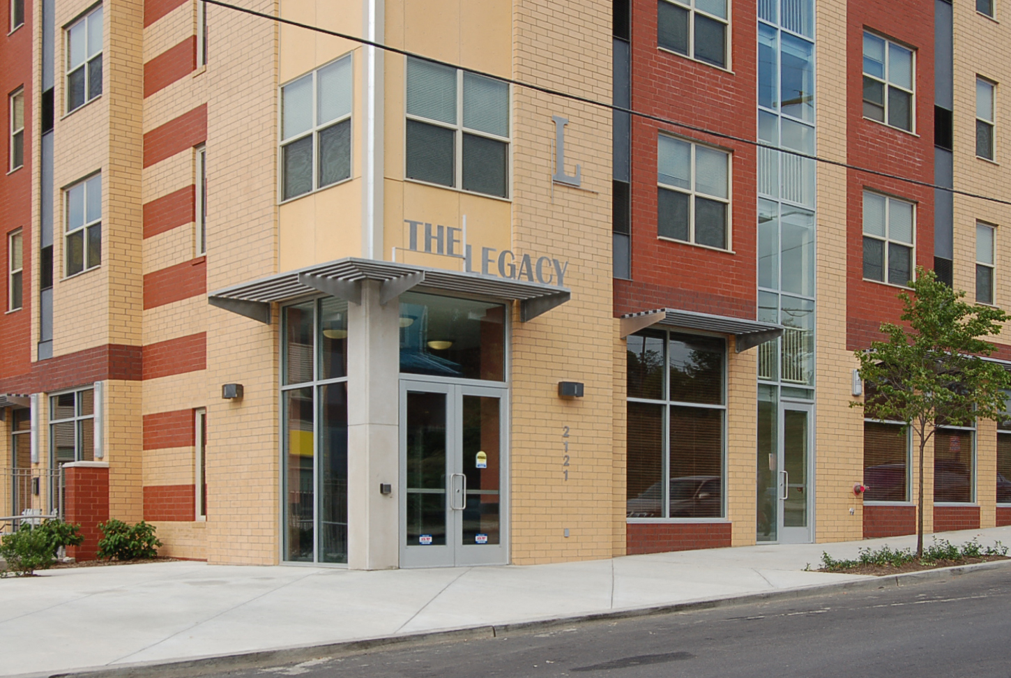 Corner street view at night-Legacy Apartments, Pittsburgh, PA 15219