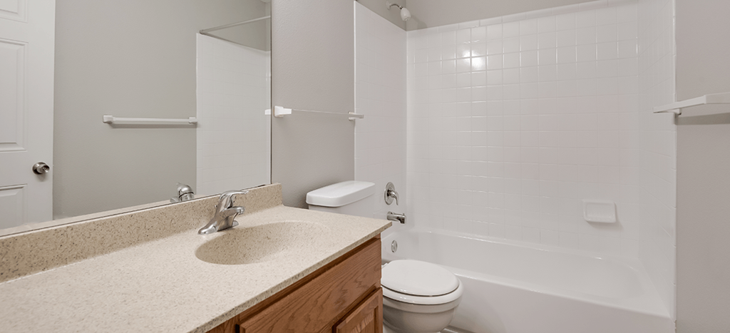 a bathroom with a sink and a toilet and a tub