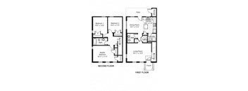 3 Bedroom 1.5 Bath Townhome 2D Floorplan-Renaissance Place at Grand Apartments, St. Louis, MO