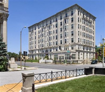 Street view across the street-Washington Apartments, St. Louis, MO