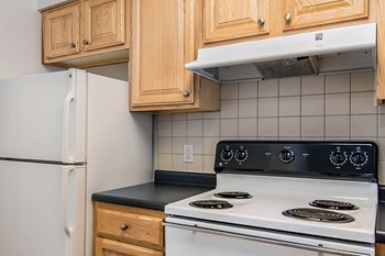 apartment stovetop and refrigerator, Bedford Hill Apartments, Pittsburgh, PA - Photo Gallery 5