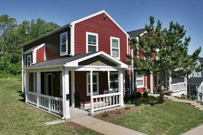 Two story apartment building exterior-Oakland Heights Apartments Exterior, Kansas City, MO