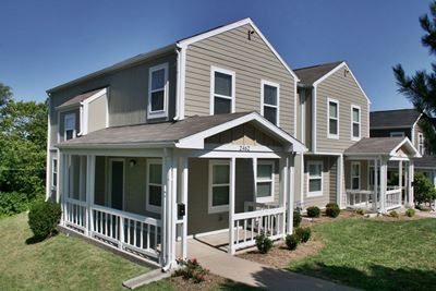 Two story apartment building exterior-Oakland Heights Apartments Exterior, Kansas City, MO